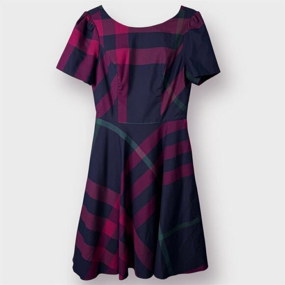 Modcloth I Rest My Grace Plaid Midi Dress Twee A-Line Short Sleeve Women's Sz 6 - Picture 11 of 12